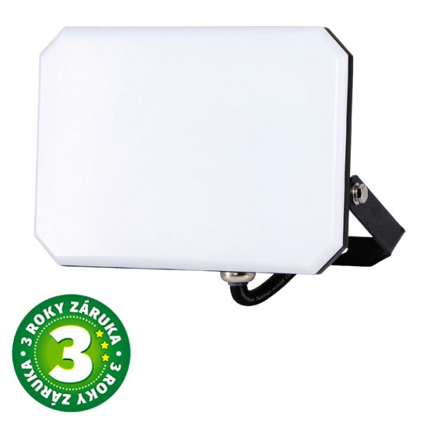 Prémiový bezrámový LED reflektor černý 50W 6000lm, studená barva světla, 3 roky